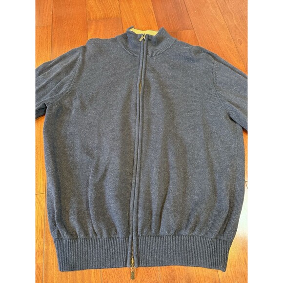 Johnston & Murphy Full Zip Sweater Knit Jacket Blue Sweatshirt Mens Size XL - Picture 3 of 15